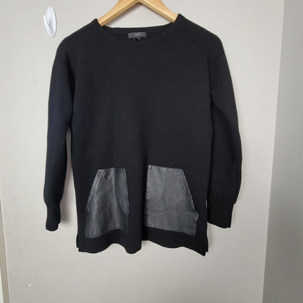 J CREW Merino Wool Leather Pocket Sweater #02624 XS
